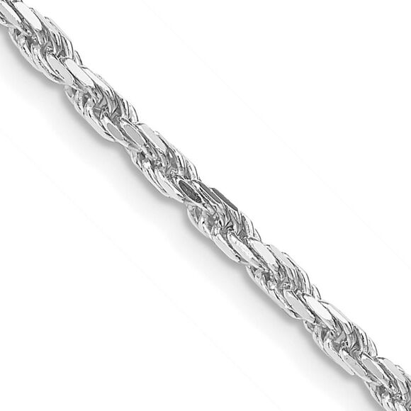 Kazi Luxury Sterling Silver Rhodium-plated 2.5mm Diamond-cut Rope Chain
